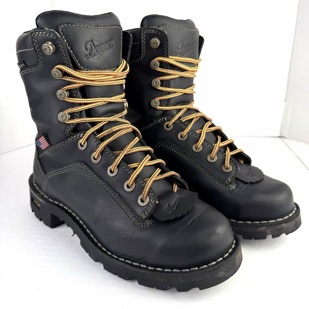 Danner Quarry Mens 7 Soft Toe Waterproof 17309 Black Leather Lace Up USA Made